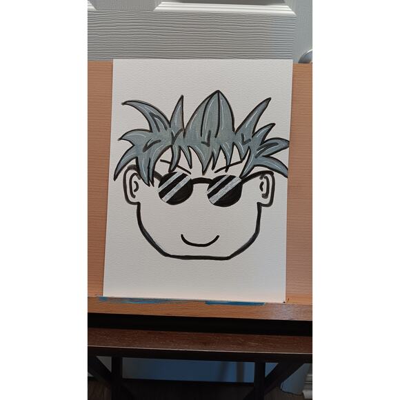 Satoru Gojo Jujutsu Kaisen Anime Manga Kawaii Fan Art 9x12 Inch Acrylic Painting - Picture 2 of 2